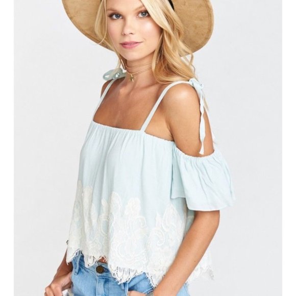 Show Me Your MuMu Tops - Show Me Your Mumu Piper Light Blue Lace Top